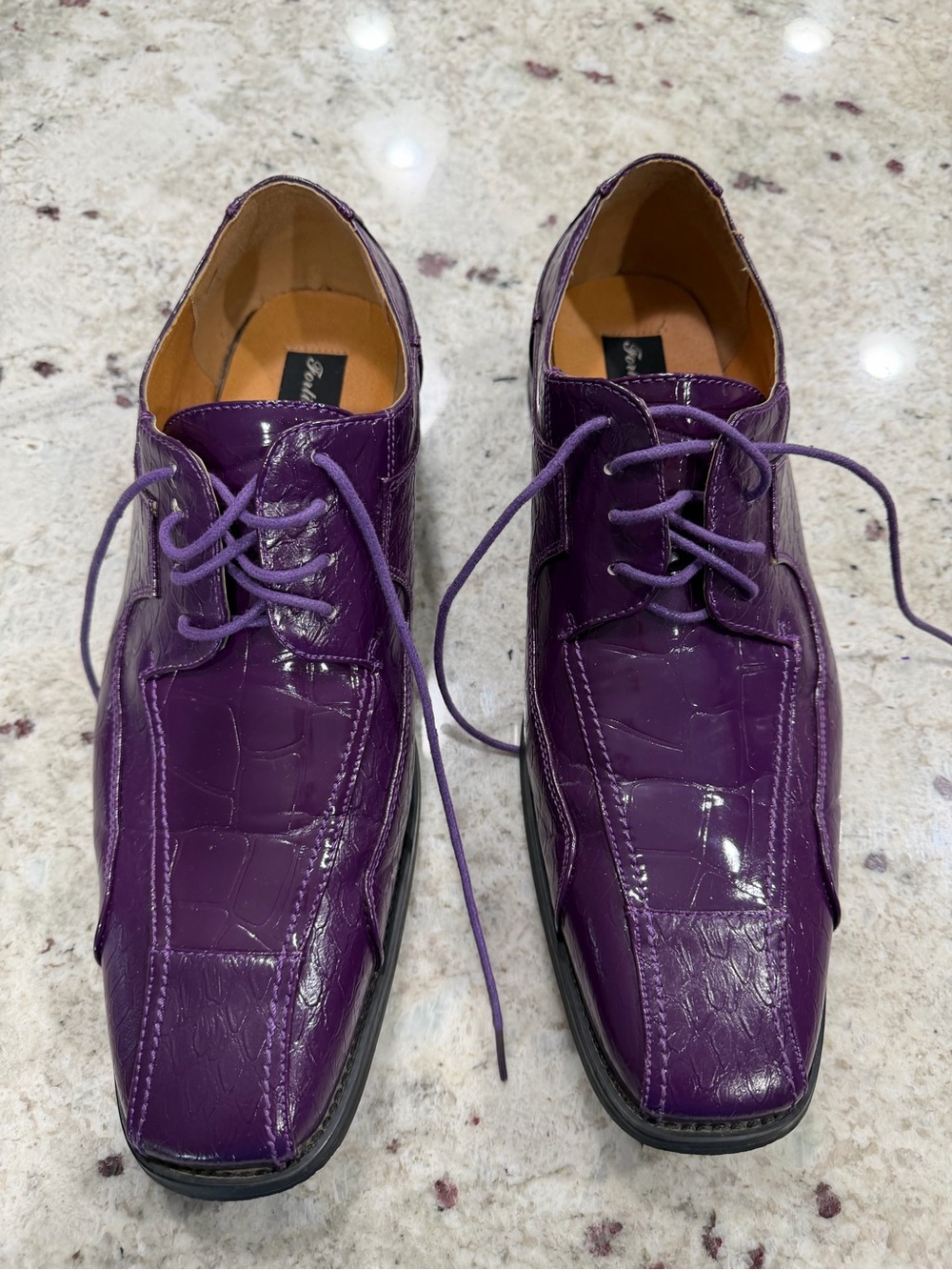 Fortino Landi Purple Patent Leather Lace-Up Dress Oxfords Size 12